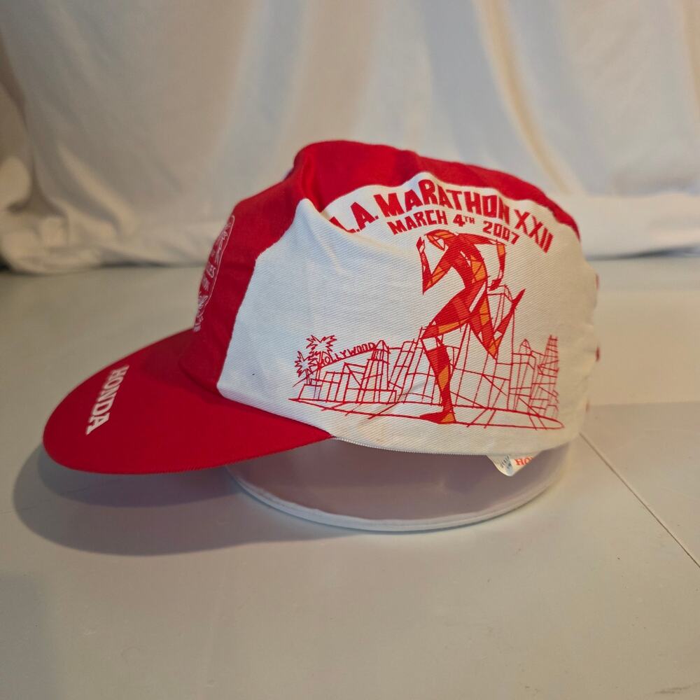 Vintage 2007 L.A. Marathon XXII Honda Running Hat Red White Unstructured